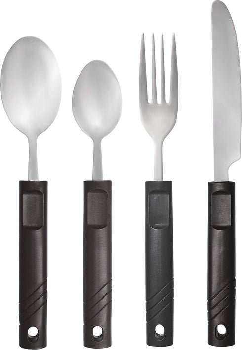 Rehabilitation Advantage Utensil Set with Lightweight Plastic Handles for Easy Use