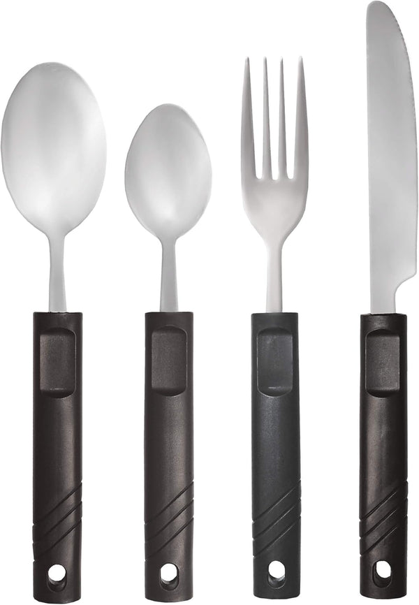 Rehabilitation Advantage Utensil Set with Lightweight Plastic Handles for Easy Use