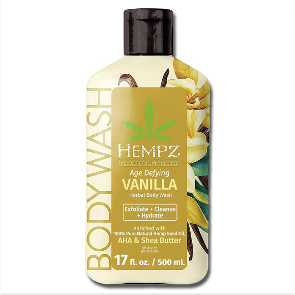 Hempz Body Wash Age Defying, Vanilla & Musk, 17 fl oz - Hydrating for Sensitive Skin