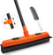 JEHONN Rubber Broom, Carpet Rake for Pet Hair Remover with Squeegee, 52.8 Inches Telescopic Long Handle