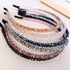 Fashion Super Shiny Women Two Rows Black Crystal Beads Headband, Rhinestone Beaded Hair Accessories