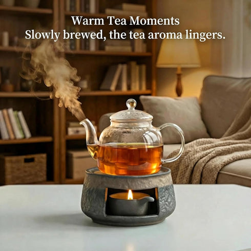 Zen Incense Burner Kit,Ceramic Aromatherapy Burner for Cedar Essential Oil Burner,Tea Light Teapot Warmer Candle Holder
