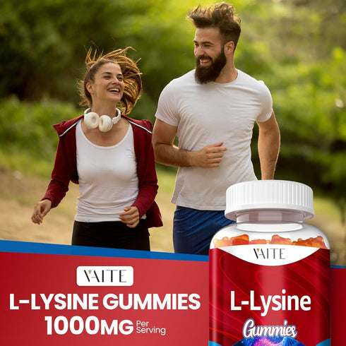 L-Lysine 1000mg Gummies, Vegan, Gluten Free, Chewables for Kids & Adults, Supports Skin, Lip, Tissue Health & Immune
