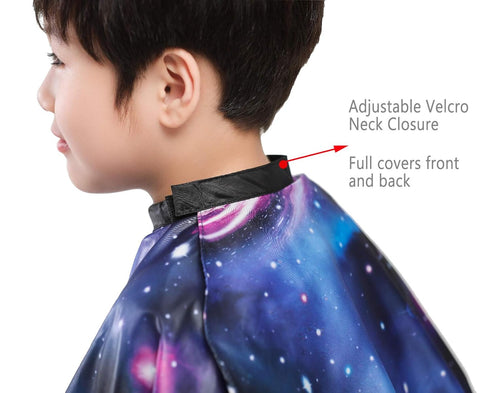 PERFEHAIR Kids Haircut Barber Cape Cover - Hair Cutting, Styling, and Shampoo with Space Starry Sky Printing