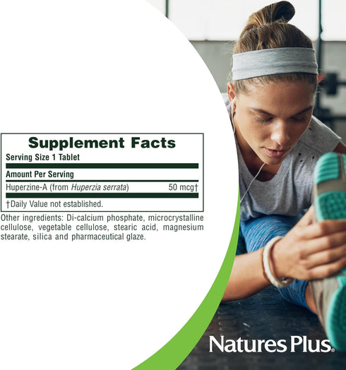 Natures Plus Huperzine Rx-Brain - 50 mcg, 30 Vegetarian Tablets - Brain Support Supplement with Neuronutrients