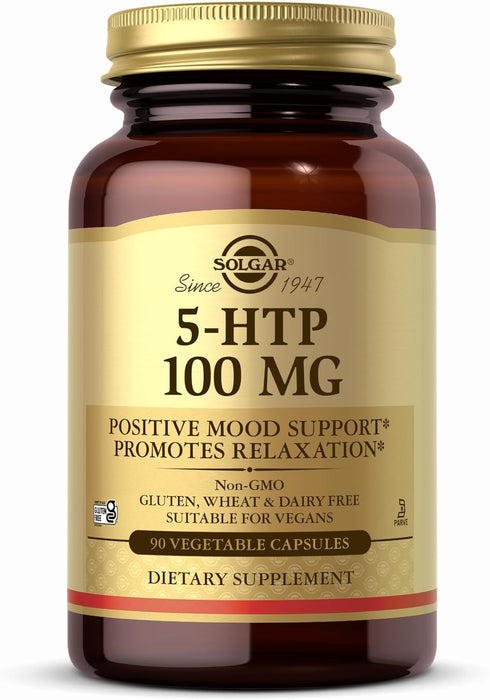 Solgar 5-HTP 100 mg - 90 Vegetable Capsules - Non-GMO, Vegan, Kosher & Gluten Free - Promotes Relaxation