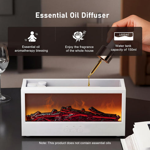 Humidifier,7 Fireplace Flame Air Diffuser Colors Aromatherapy Essential Oil Diffuser, Ultrasonic Aroma Humidifier