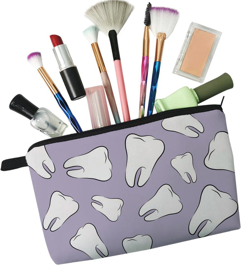 Tooth Dental Cosmetic Bag for Women - Cute Makeup Bag for Travel Toiletry Zipper Pouch for Girls and Friends Gifts