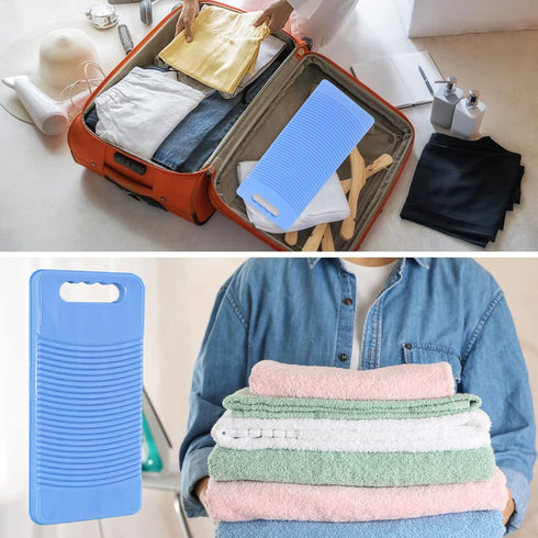 MZD 50cm Long Plastic Rectangle Washboard for Washing Clothes (Red)