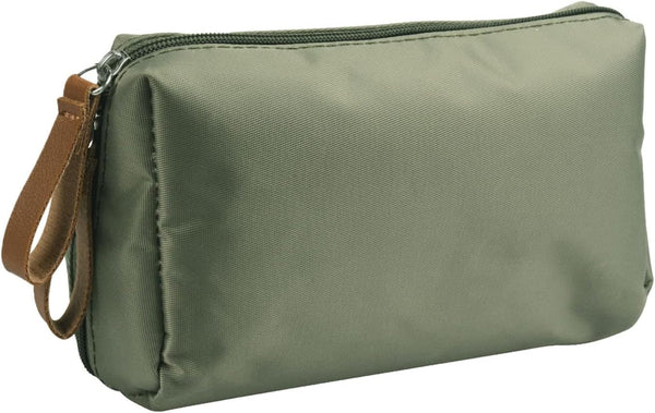 Travel Makeup Bag, Small Multifunction Cosmetic Bag, Waterproof Nylon, Large Capacity for Daily Use, Green
