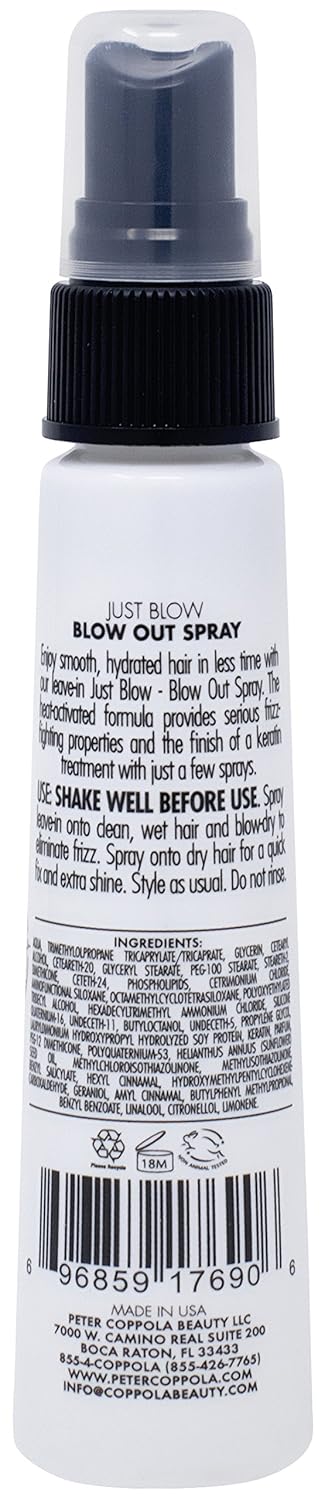 Peter Coppola Just Blow – Blow Dry Spray, Heat Protectant for Hair, Travel Size 2 oz