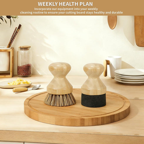 Set, Countertops SAMEBUTECO Cutting Board Care Brush & Oil Applicator Natural Bamboo Handle with Mixed Palm Fiber