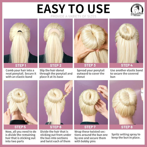 Teenitor Hair Bun Shaper Set with 20pcs Extra-large, Large, Medium, Small Doughnuts Ring Stylers, Blonde Bobby Pins
