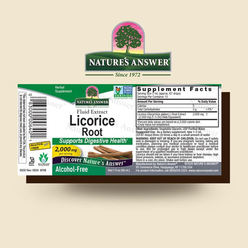 Nature's Answer Licorice Root Herbal Supplement, 1oz - Supports Digestive Health, Non-GMO & Kosher