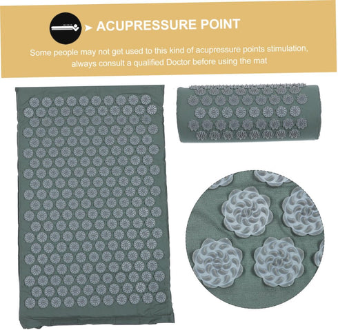 Set, Shiatsu Acupoint Massage Mat and Pillow Non-Slip Yoga Massage Cushion for Back and Neck Relief with Carry Bag