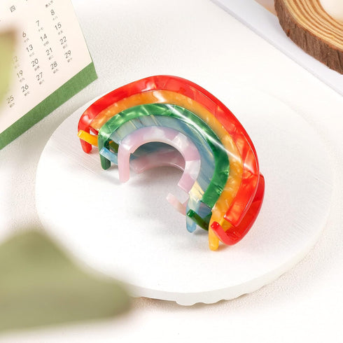 Rainbow Hair Claw Clip, Non Slip 3inch Acrylic Acetate Jaw Barrettes for Women Girls, Cute Hair Accessory