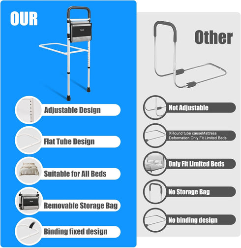 PidmFoy Bed Rails for Elderly Adults Safety, Height Adjustable Bed Cane, Bed Assist Rails for Seniors with Support