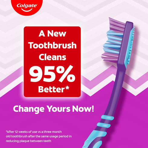 Pack 6) Colgate ZigZag Toothbrush for Deep Inter dental Clean with multi angle zig zag bristles (Medium