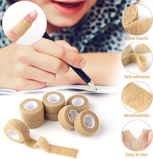 1 Inch Wide Skin Colour Elastic Self-Adhesive Bandage Tape - Wrap for Sprains & Swelling