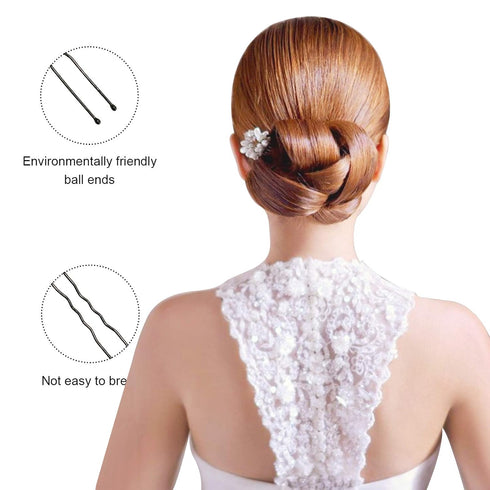U Shaped Hair Pins, Sevensun 100PCS Ladies Hair Bun HairPin with Storage Box, 2.4 Inches, Black