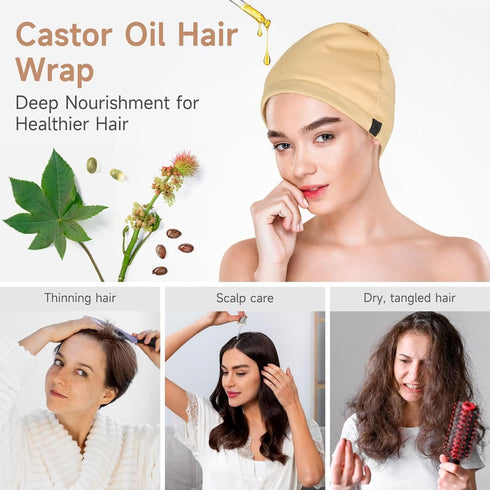 Pack Paw Legend Castor Oil Wrap Overnight Hair Wrap for Sleep Organic Cotton Reusable Hair Cap Cover, Light Grey