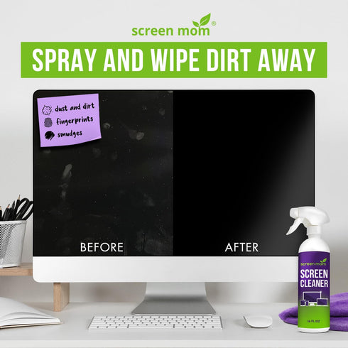 Screen Mom (4-Pack) Screen Cleaner Purple Microfiber Cloths - Microfiber Screens Cleaner Cloths, TV Cleaning Cloth