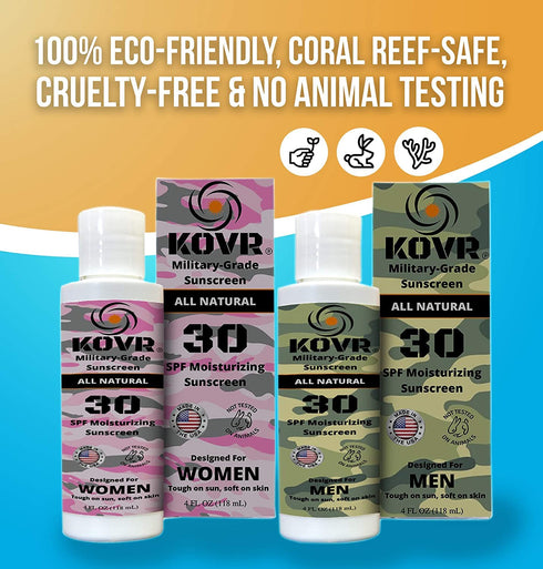Sunscreen Organic SPF 30 Mineral Sunblock, Coral Reef Friendly Face & Body Lotion, 4 oz, Fragrance-Free, Travel Size.