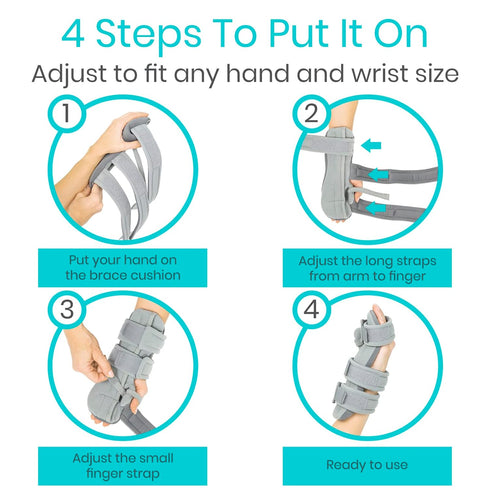 Vive Resting Hand Splint (Left) with Rehab Video App, Night Immobilizer for Arthritis & Pain