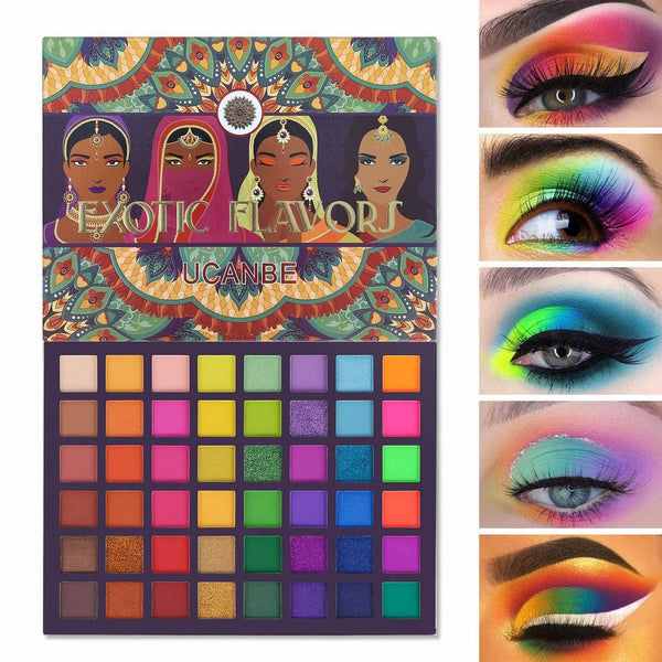 UCANBE EXOTIC FLAVORS Neon Eyeshadow Makeup Palette - 48 Colorful High Pigmented Rainbow Matte Shimmer Glitter Eye