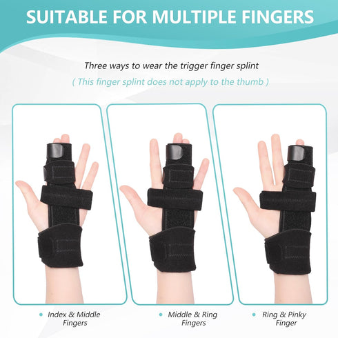 2 Finger Splint Adjustable Trigger Finger Support, Full Hand and Wrist Brace for Sprains, Arthritis (L/XL)