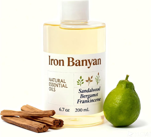 Iron Banyan Sandalwood Bergamot Frankincense Essential Oil Blend 200ML - for Home Aromatherapy Diffuser
