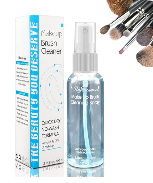 Makeup Brush Cleaner Spray, No-washing Quick Drying Deep Cleaning for Cosmetic Brushes and Sponges, 3.38 oz