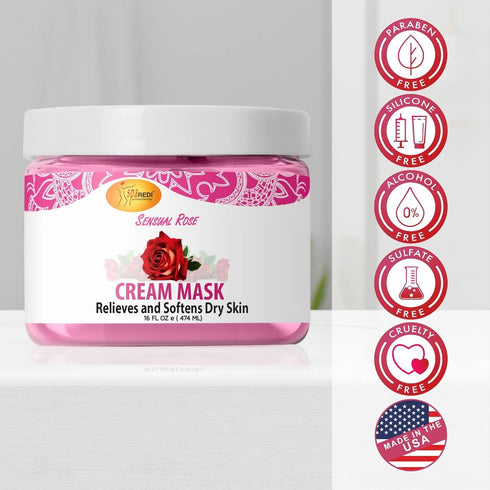 SPA REDI Body and Foot Cream Mask, Sensual Rose, 16 Oz, Hydrating Pedicure Massage for Tired Feet