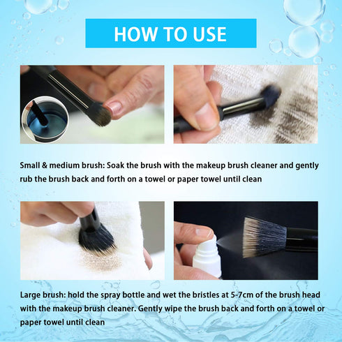 Makeup Brush Cleaner Spray, No-washing Quick Drying Deep Cleaning for Cosmetic Brushes and Sponges, 3.38 oz