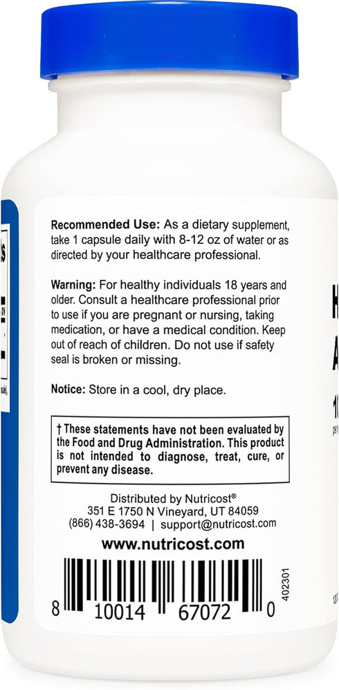 Nutricost Hyaluronic Acid Capsules 100mg | 120 Vegetarian Capsules | Gluten Free, Non-GMO