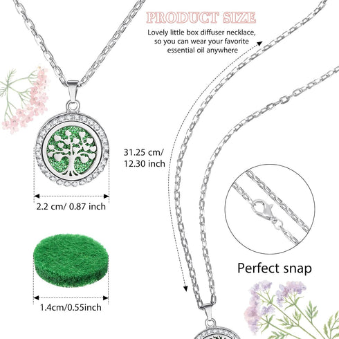 MTLEE 6 Set 40 Pcs Essential Oil Diffuser Necklace Bracelet for Women Stainless Steel Locket Pendant Adjustable