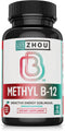 Zhou Nutrition Methyl (Vitamin B12) Lozenges, 5000 mcg for Maximum Absorption and Active Energy, Vegan, Cherry, 60 Count