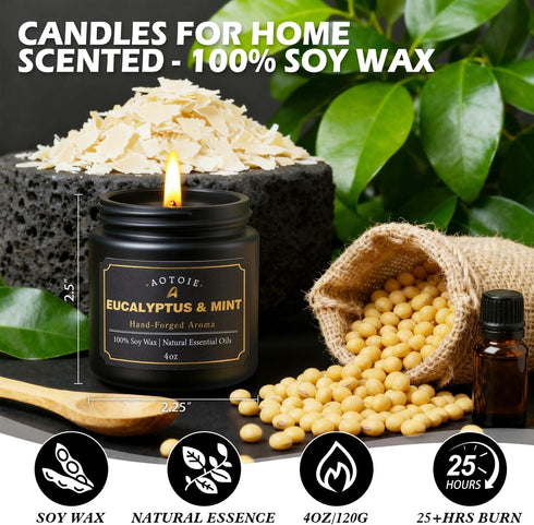 Set, 9 Pack 36 oz 200+ Mens Scented Candle Gift Candles for Men, Soy Candle, Hours Burn Time, Aromatherapy Gifts