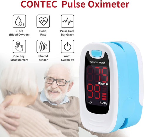 CONTEC LED CMS50M Pulse Oximeter,SpO2 and PR Value Waveform Blood Oxygen, Neck/Wrist Cord