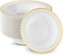Munfix 50 Gold Plastic Bowls Set, 12oz Disposable Soup Bowls, Heavy Duty Elegant Dinner Bowls