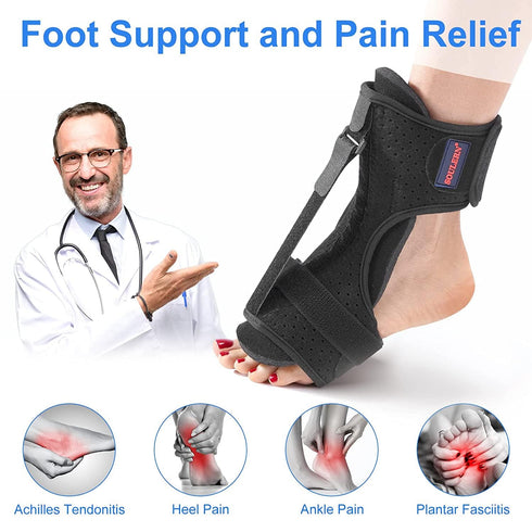 2 Pack Adjustable Plantar Fasciitis Night Splint - Improved Dorsal Brace for Effective Relief from Foot Drop, Achilles