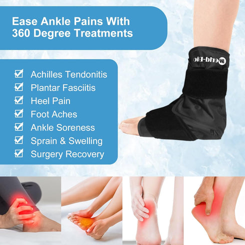 Ankle Ice Pack Wrap for Swelling, Ice Pack for Ankle Injuires Reusable Gel, Cold Compress Therapy for Foot Pain Relief, Plantar Fasciitis, Achilles Tendonitis, Sprained Ankle and Heels