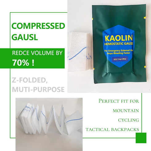 yueerbao 3" 5' Packing (3) Hemostatic Gauze for Quick Clot Trauma Kit x Kaolin Infused Quick Clot Gauze & Bleed Stop