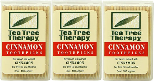 Tea Tree Therapy Toothpicks, Cinnamon, 100 Count (3-Pack)