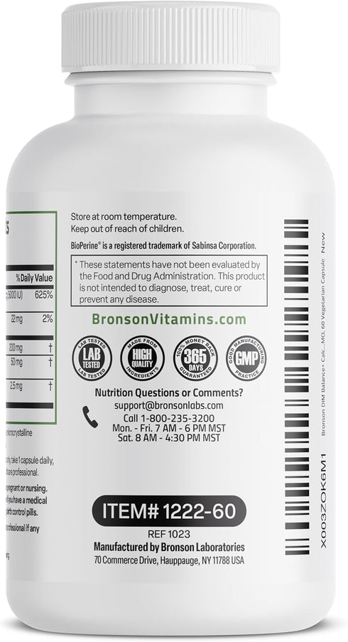 Bronson DIM Balance+ with Calcium D-Glucarate, Broccoli Sprouts and Vitamin D3, 60 Vegetarian Capsules