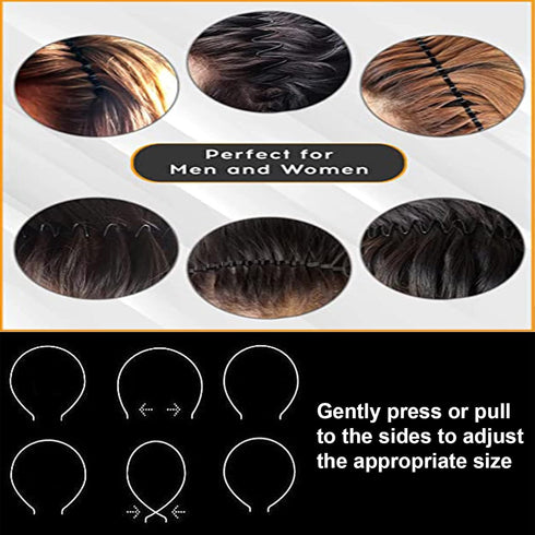 Metal Headbands for Men and Women, Unisex Wavy Headbands, Outdoor Sports Simple Elastic Non-Slip Hair Accessories (6