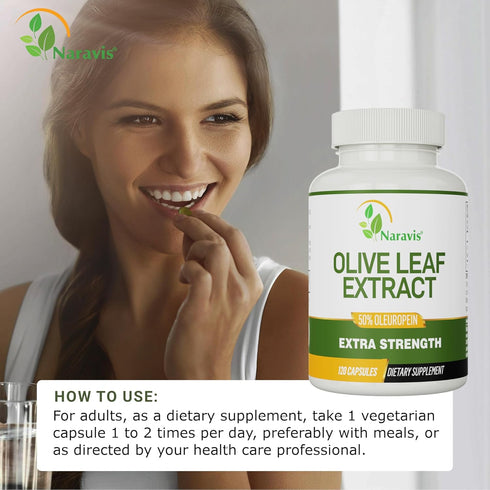 Olive Leaf Extract, 4-Month Supply, 50% Oleuropein Highest Concentration