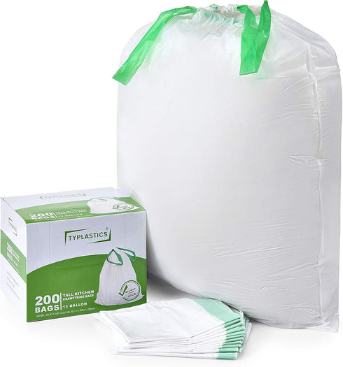 Tall Kitchen Drawstring Trash Bags, 13 Gallon, 200 Count