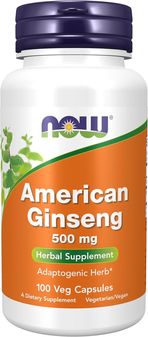 NOW Supplements American Ginseng 100 Veg Capsules, 500 mg Herbal Supplement