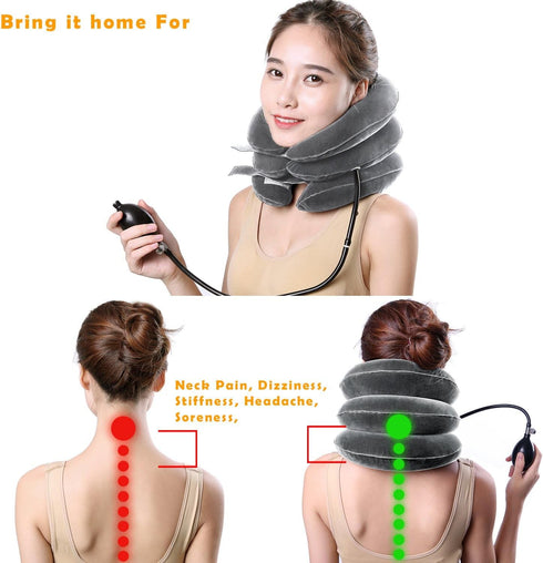 Cervical Neck Traction Device - Inflatable Neck Stretcher for Chronic Neck and Shoulder Pain Relief